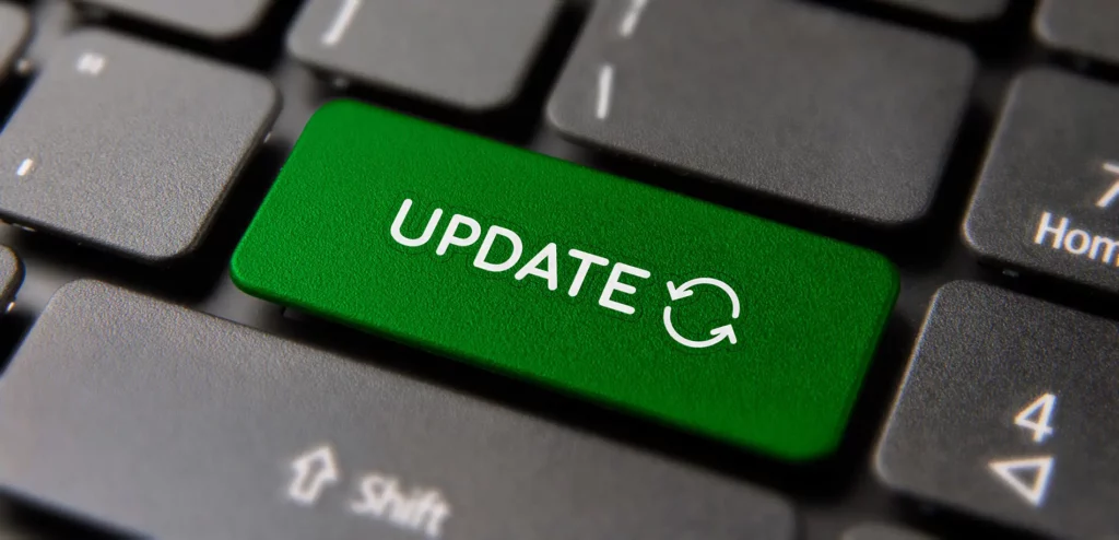 Tastatur mit grün hervorgehobenem Update-Knopf